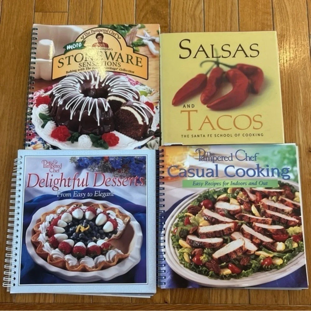 The Pampered Chef Cookbook Lot Recipe Collection Stoneware Desserts Tacos Salsa
